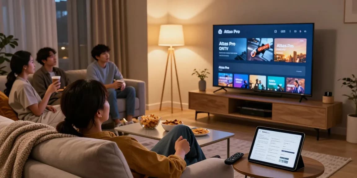 Regardez des séries et des films avec atlas pro dans un salon moderne.