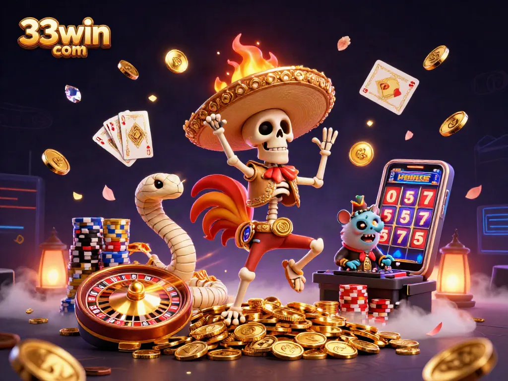 Experience thrilling gaming at 33win com with vibrant characters and dazzling casino elements.