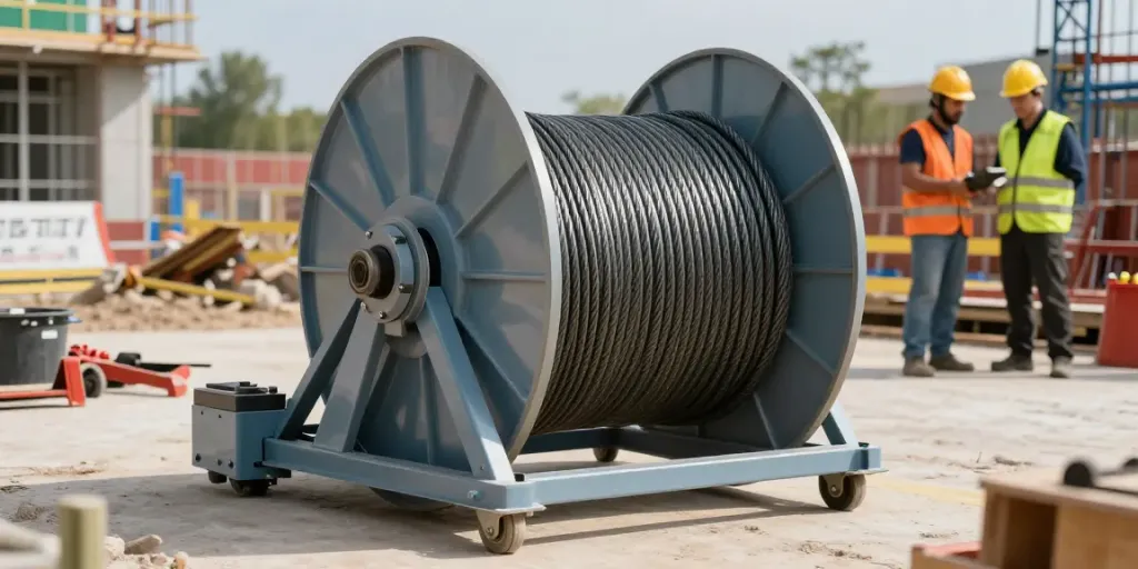 Frein tambour câble chantier pour sécuriser le stockage en extérieur, améliorant la sécurité des travailleurs.