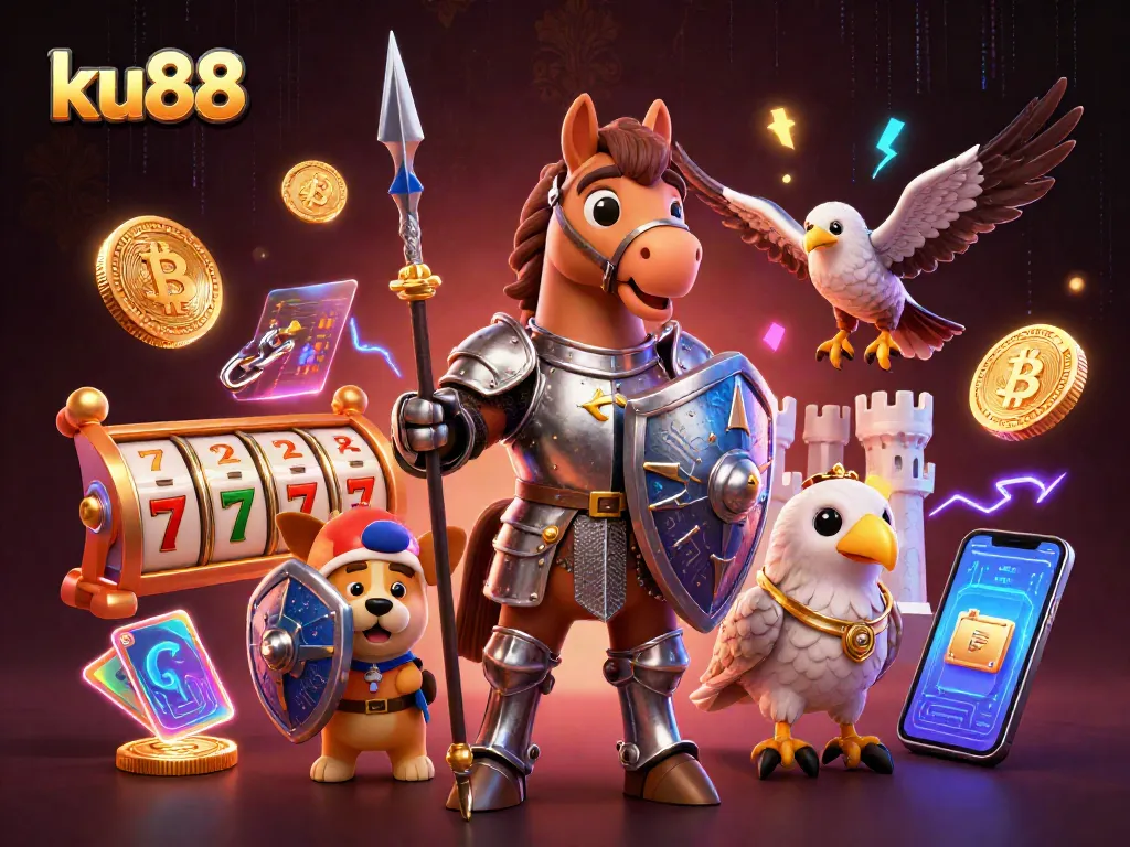 Engaging in thrilling slot action at ku88 with an epic knight and golden coins