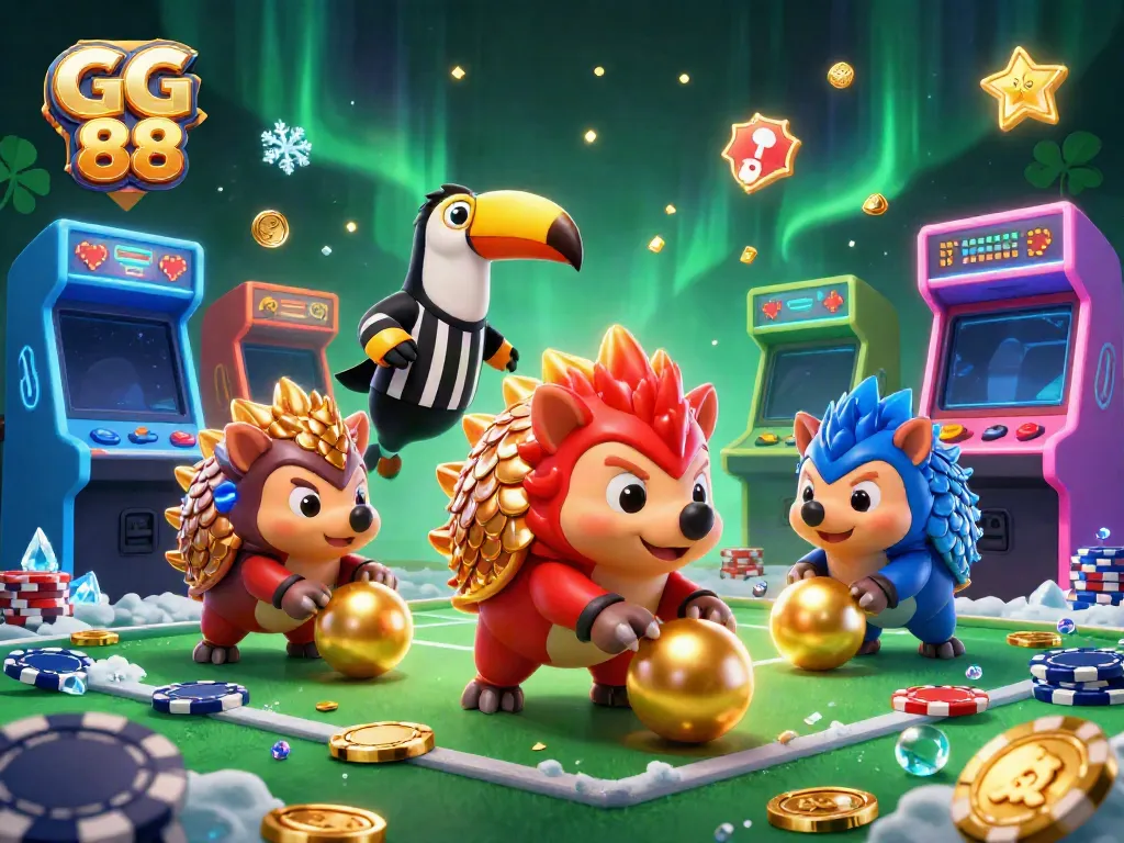 Experience gaming excitement at GG 88 with colorful pangolins and casino elements.